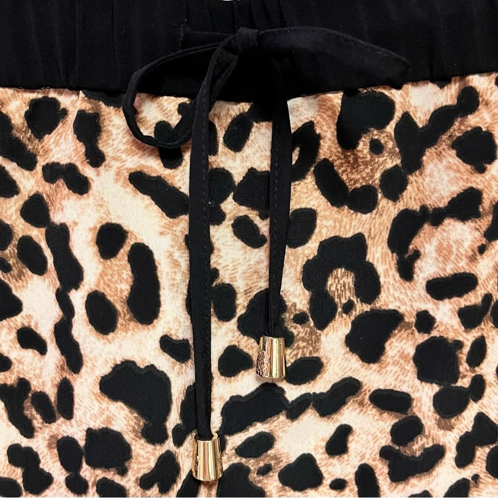 Vince Camuto Womens Animal Print Drawstring Elastic Waist Mini Skirt Size Large - Picture 3 of 6